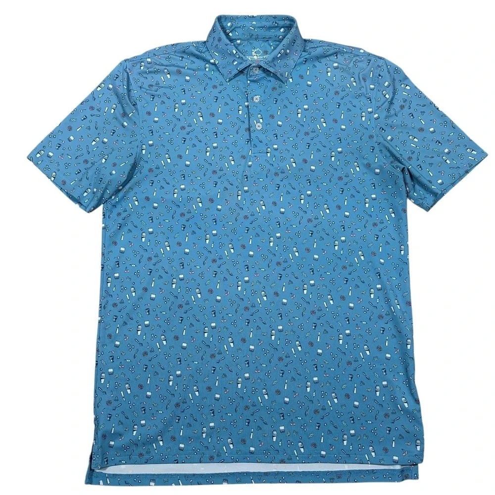 Southern Tide‎ Performance Polo Mens M Hampstead Cocktail Print Short Sleeve